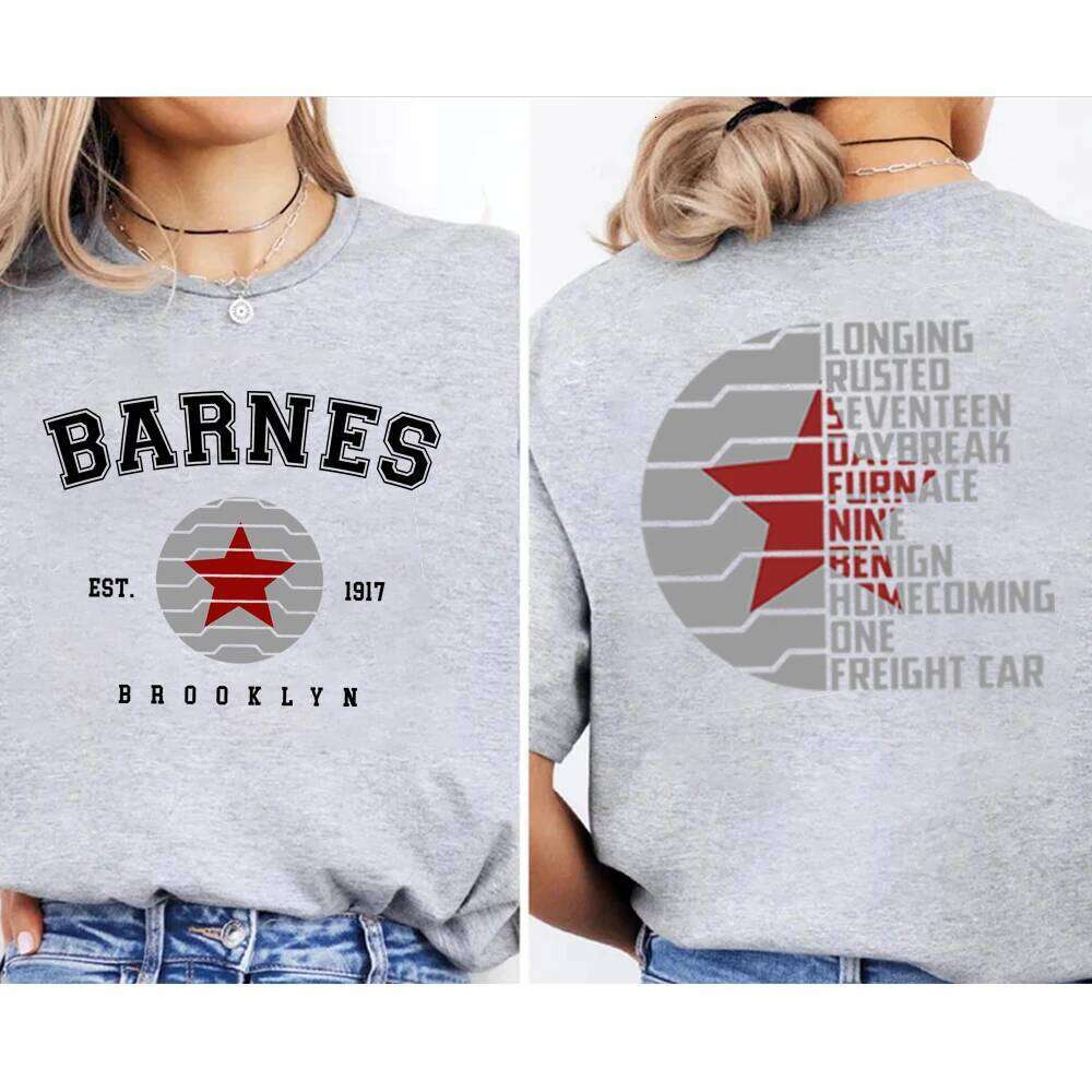 Vintage Bucky Barnes 1917 T-Shirt Winter Soldier Shirt Trendy Front and Back Printed Graphic T Shirts Unisex Short Sleeves Top Z260314