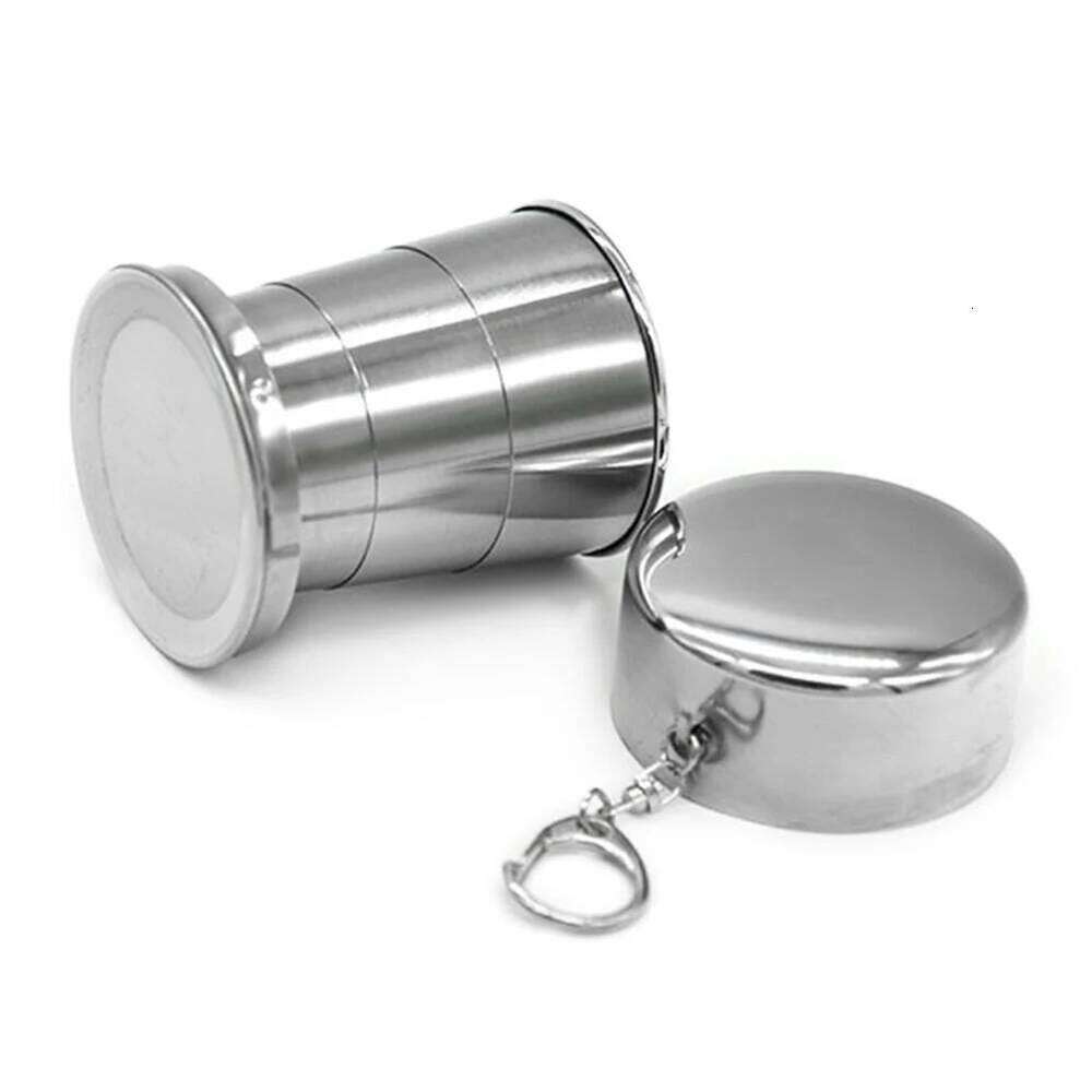 75ml/150ml/250ml Collapsible Stainless Steel Mug with Keychain Cup for Outdoor Travel Camping Hiking Z260313