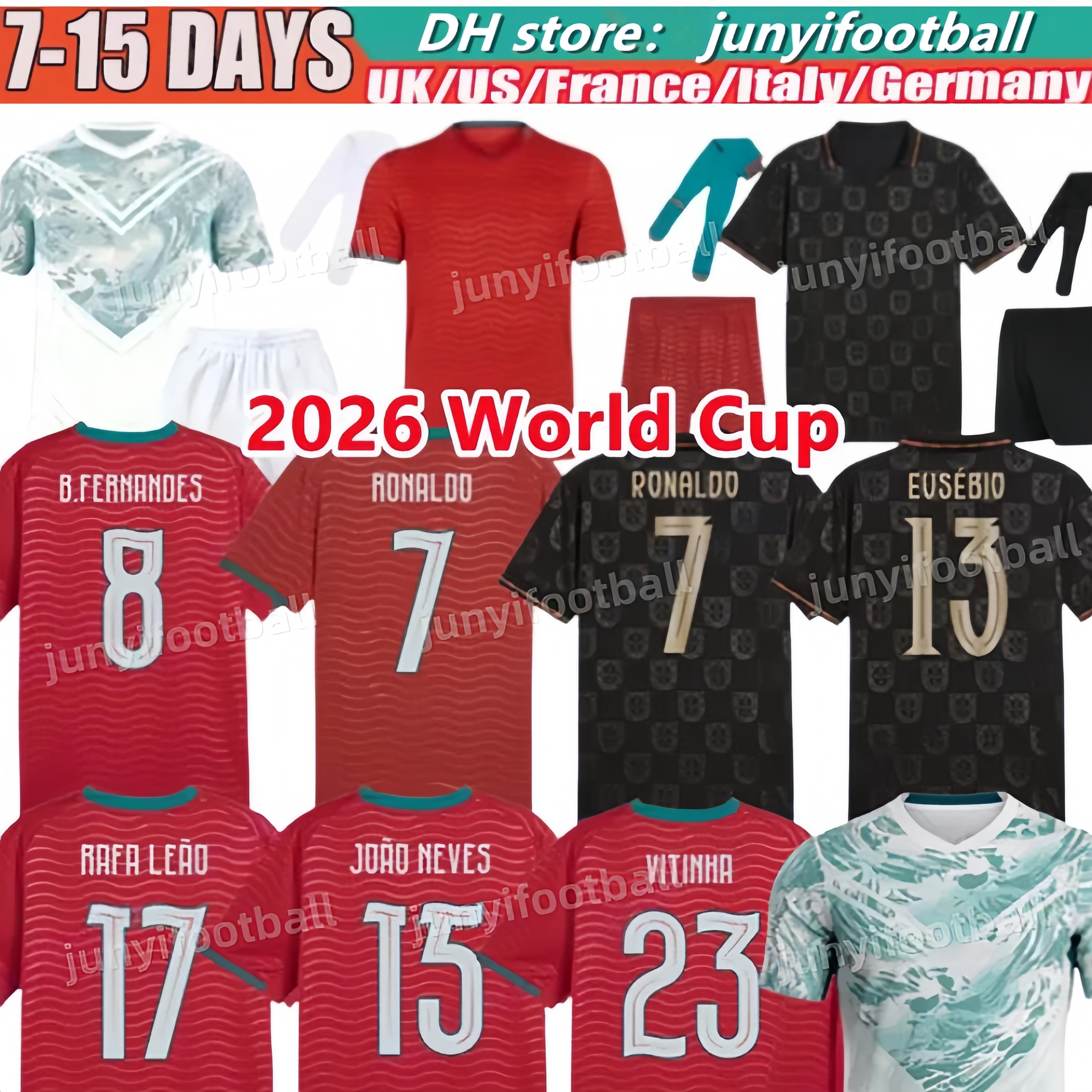 portugal jersey 2026 World Cup Ronaldo soccer jersey B.Fernandes JOAO FELIX Vitinha 26 27 maillot Portuguesa football shirt home away Player Mens Kids kits