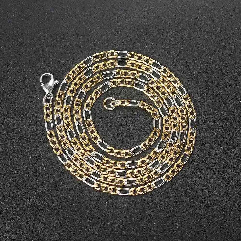 Men 's Figaro Chain Necklace Stainless Steel Minimalist 3mm 60cm Gold Color Fashion New Hip Hop Jewelry Gift Collar Hombres H260312