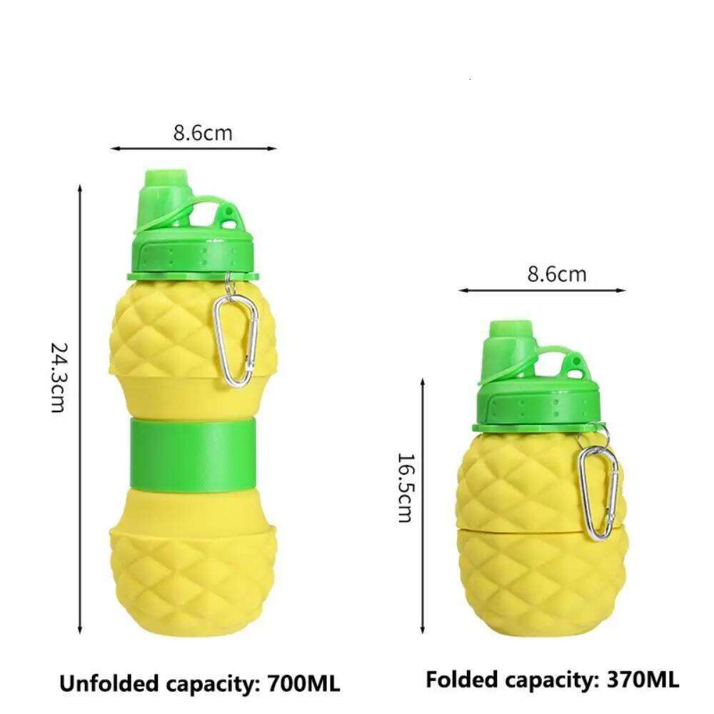 700ml Collapsible Bottles Reusable Pineapple Shape Silicone Bottle Retractable Creativity Hiking Water Cup Outdoor Z260313