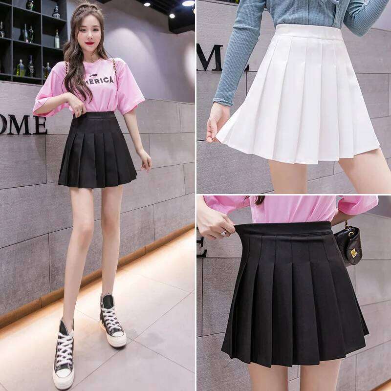 Brown Ladies 2024 Summer Clothes Women's High Waist Harajuku Korean Style Black Mini Pleated Skirt For School Girl Uniform Z260314