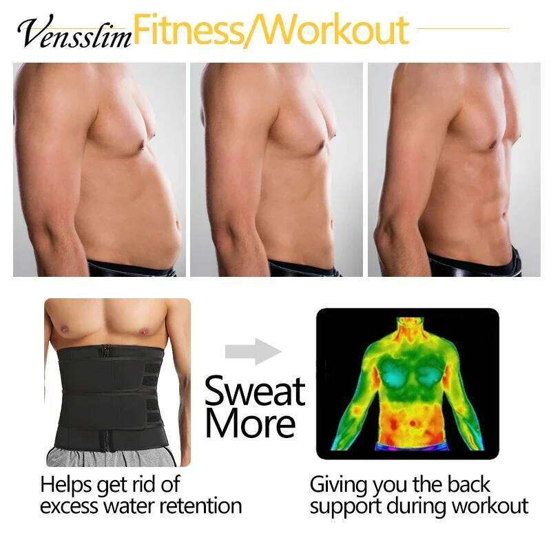 Vensslim Men Waist Body Shapers Slimming Belt Sheath Weight Loss Belly Cinchers Workout Trimmer Corset Sauna Sweat Strap 26Y0313