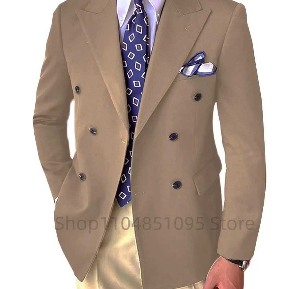 Men Wedding Suits Jacket Double Breasted Blazer Peak Lapel Suit Jacket for Men Business Party Prom Suits Tops One Coat M260313