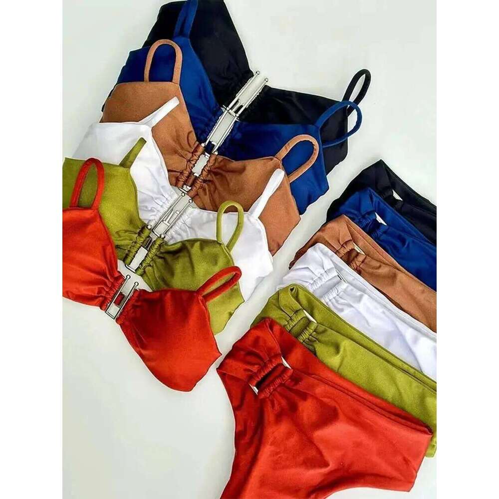 Bandeau Push Up Women Swimsuits Sexy Female Swimwear Brazilian Bikini Set Thong Biquini Swim Suits Solid Beachwear 26H0313