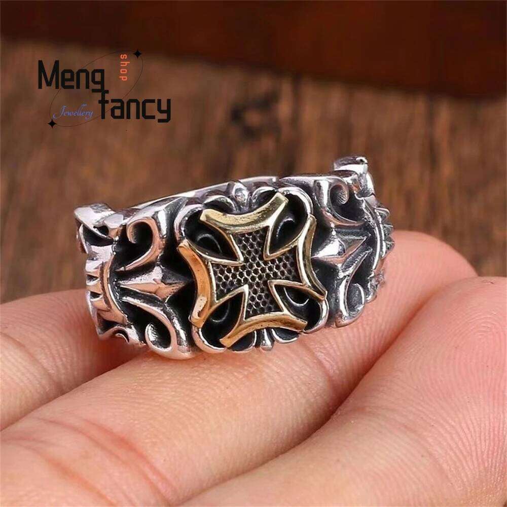 High-Grade Retro Cross Anchor Ring, Personalized Hip-Hop Punk Trendy Men's Live Ring Fashion Jewelry Exquisite Elegant Popular H260312