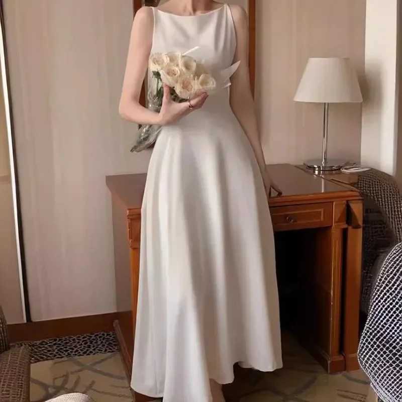 French Style Women Spaghetti Strap Midi Dresses Summer Elegant Party Female Clothes 2025 Y2k Korean Chic Sweet Dress T260316