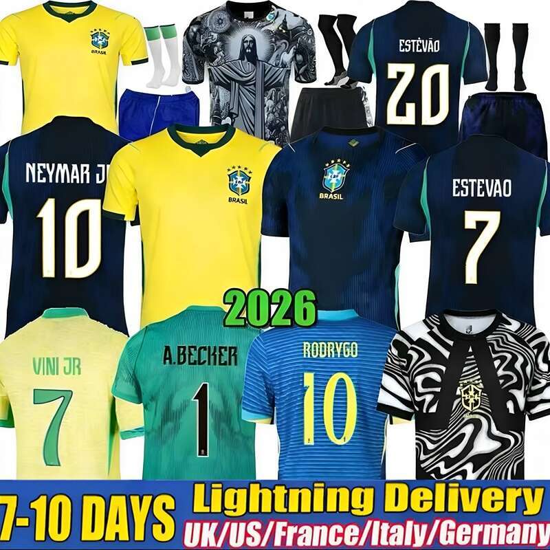 2026 World Cup Brazil soccer jerseys Camiseta de futbol PAQUETA RAPHINHA 26 27 football shirt maillots VINI JR 2025 brasil RICHARLISON men kids NEYMAR JR Uniforms