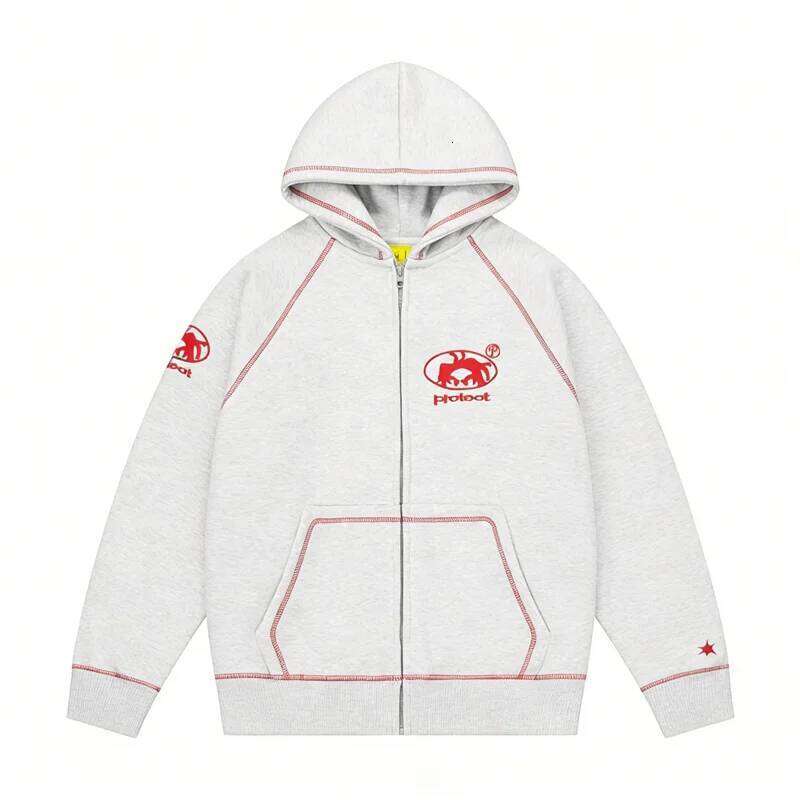 American Personality Pattern Embroidered Zipper Men Street Hip Hop Retro Thick Sweatshirt Unisex Casual Loose Punk Hoodie Z260314