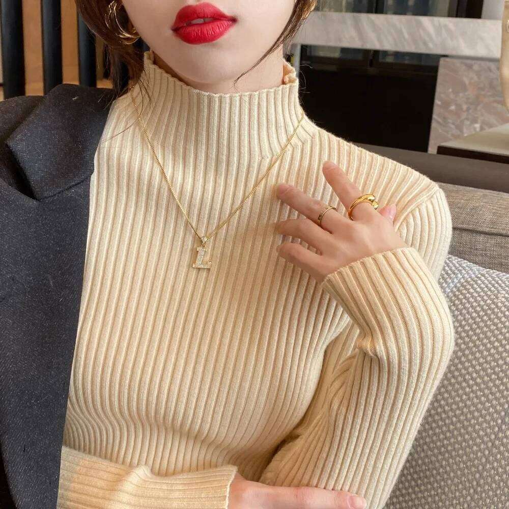 Autumn Winter Knitted Shirt Women Sweater Bottoming Shirts Female Long Sleeve Skinny Elastic Slim Sweaters Knit Pullover Tops Z260313
