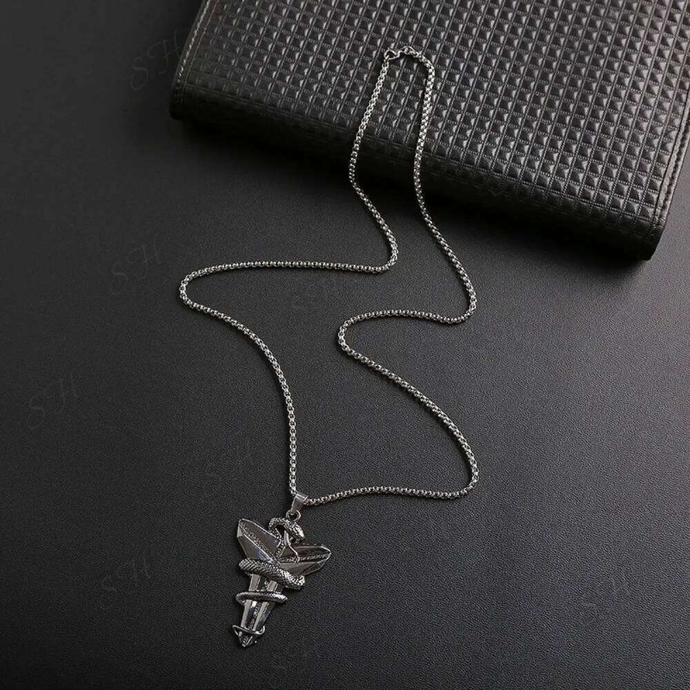 Simple Fashion Trend Vintage Animal Viper Black Mamba Cross Men Boys Pendant Necklace Charm Basketball Fan Memorial PartyJewelry H260312