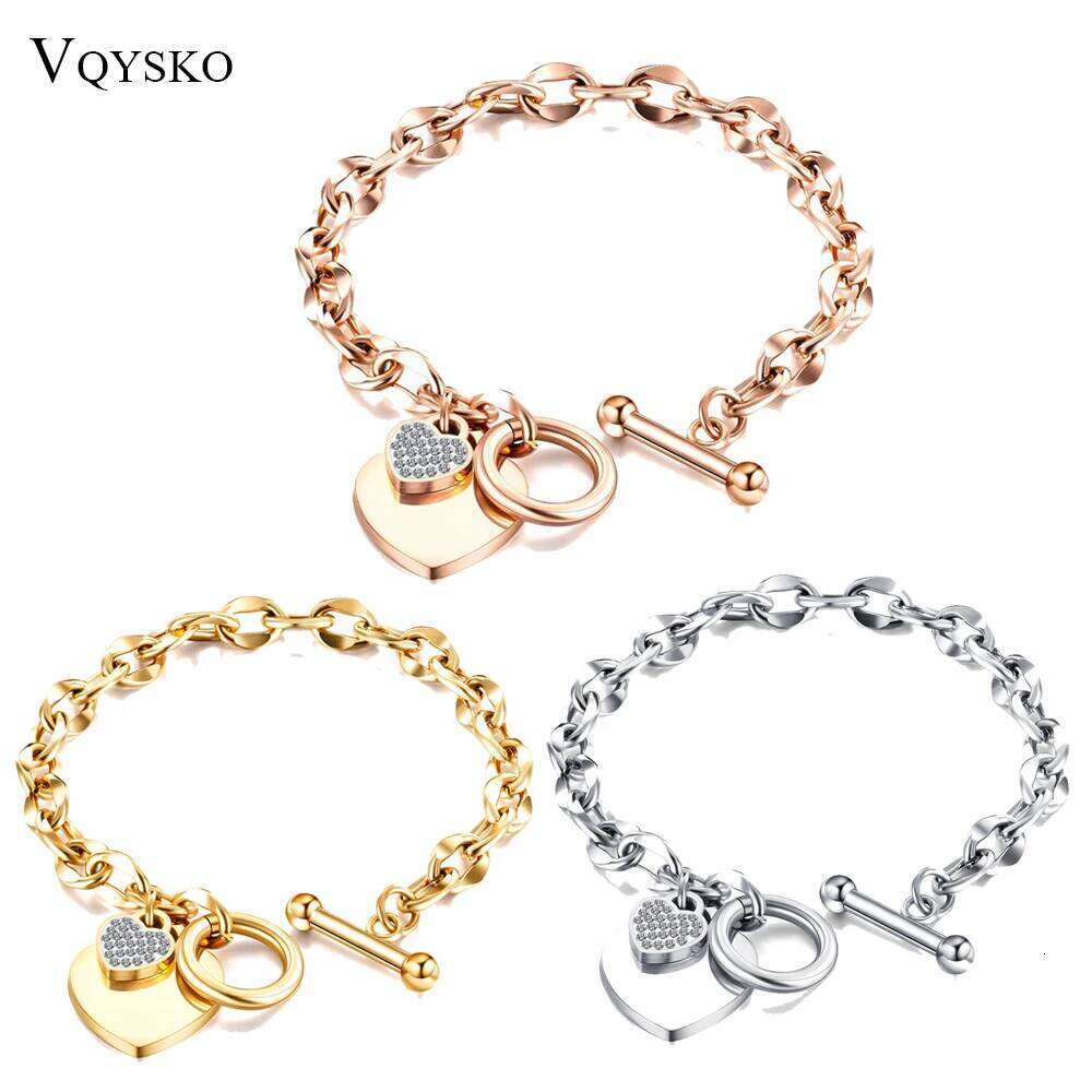 Fashion Love Heart Charm Bracelets For Women Gold Silver Color Stainless Steel Chain Bileklik Bracelet&Bangle Jewelry Z260313