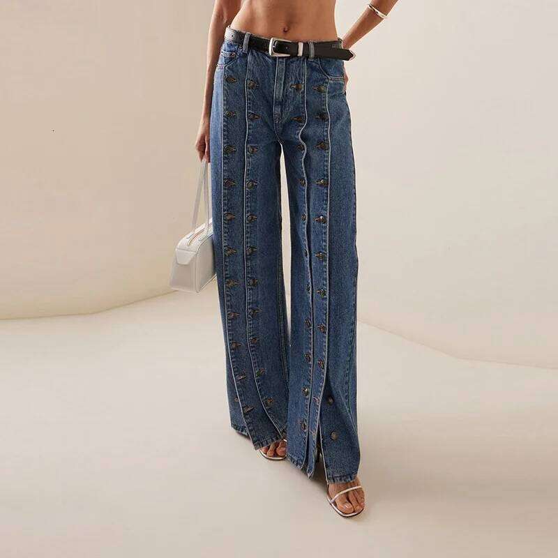 Women's Spring Autumn Stylish Button Jeans Pants 2025 New Denim Long Vintage Trousers Woman Bottoms Clothes for Ladies Z260313