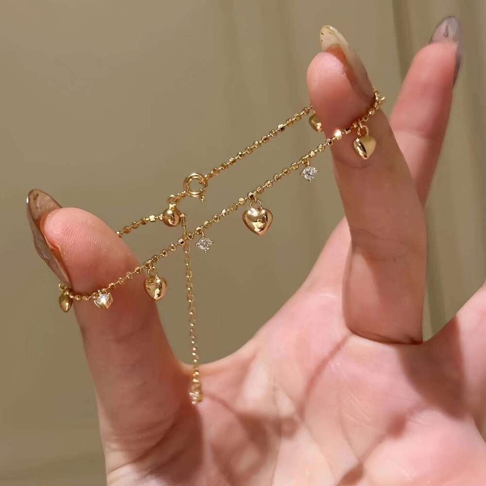 Lucky Colorful Love Heart Beads Shiny Zircon Water Drop Bracelet for Women New Fashion Delicate Charm Jewelry Gift Wholesale Z260313