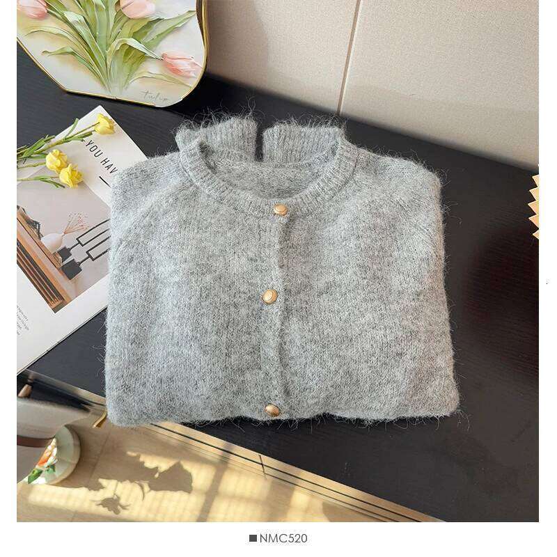 Women's Cardigan with Gold Button Up Sweater Long Sleeve Knitted Jacket Top Fall Winter Ladies Casual Chic Outfit Z260313