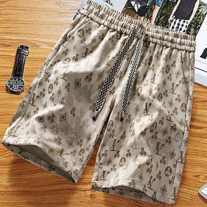 American-Style Ice Silk Casual For Men, Summer Thin Loose-Fitting Large-Size Knee-Length Beach Shorts Asia Size