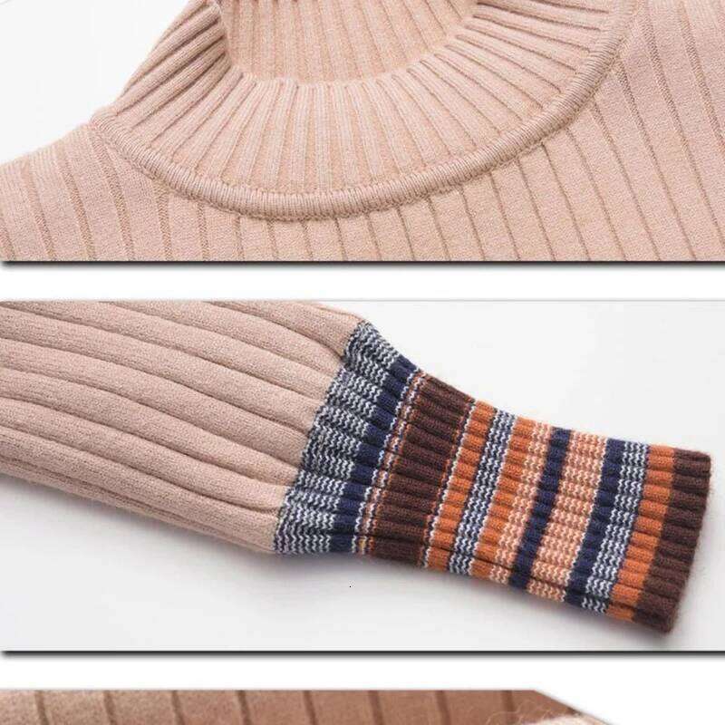 Autumn Winter Knitted Sweater Women's Clothing Pullover Long Sleeve Half High Collar Screw Thread Elegant Fashionable Tops Z260313