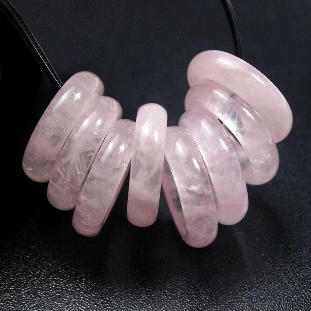 Natural Stone Gemstone Circle Ring Healing Pink Quartz Rock Crystal Rings for Making DIY Pendant Necklace Jewelry Man Women H260312