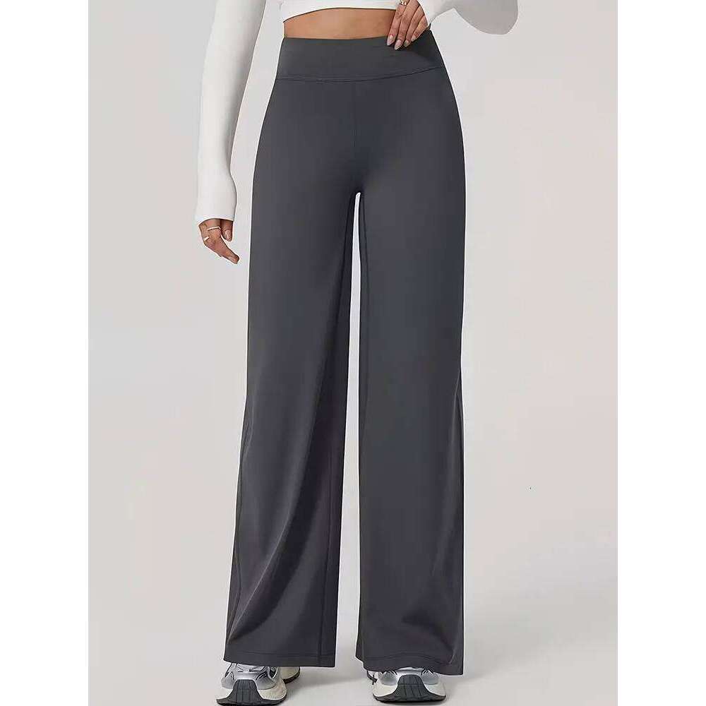 Mid Waist Yoga Straight Leg Pants Soft Wide LegTrousers Naked Feel Fitness Compression Leggings Pilates Running Sports Trousers