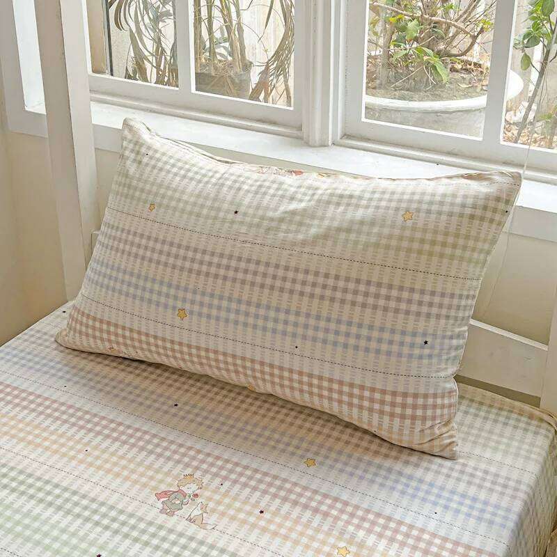 100% Pure Cotton Grid Pattern Bedding Set Skin Friendly Bedsheet Duvet Cover 2 Pillowcases Double Bedclothes for Home Dormitory H260312 - view 6
