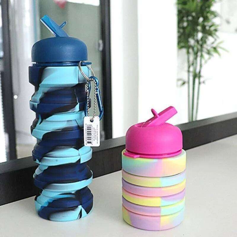 Silicone Collapsible Water Bottles,Portable Foldable Expandable Sports Cups, Leak Proof Reusable ,for Outdoor Activities Travel Z260313