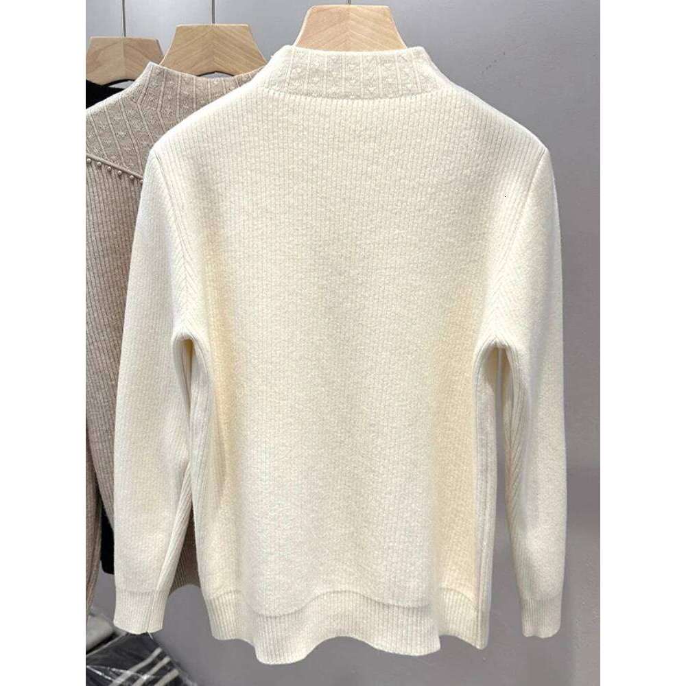 One-piece Thickened Fleece Sweater for Women, Half Turtleneck Base Shirt, Inner Wear, Autumn Winter New Knitted Pullover Top Z260313