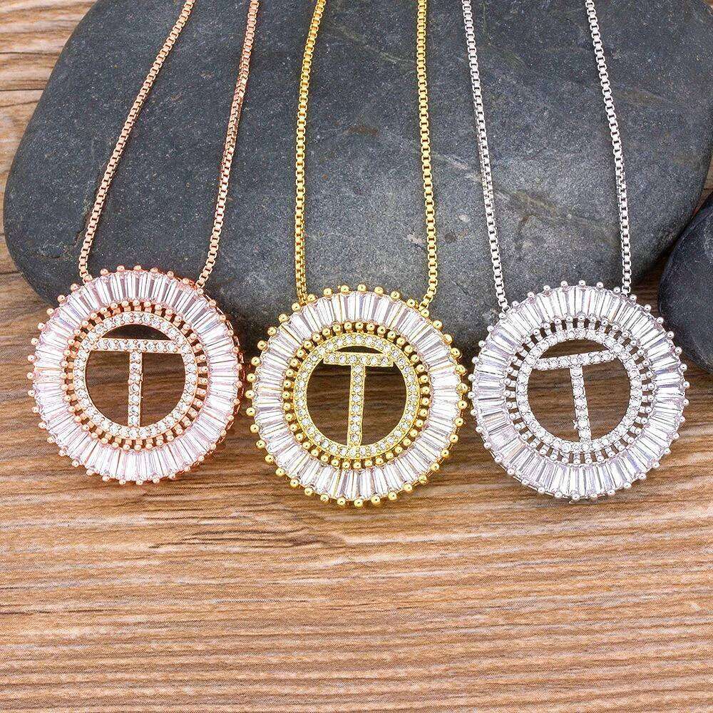 Nidin Hot Sale Initial CZ Top Quality Letter Necklace For Women Accessories Girls Fine Party Wedding Jewelry Gift H260312