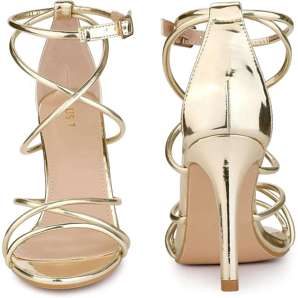 Crisscross Strappy Open Toe Stiletto Heel Sandals For Women MOJIDASHU
