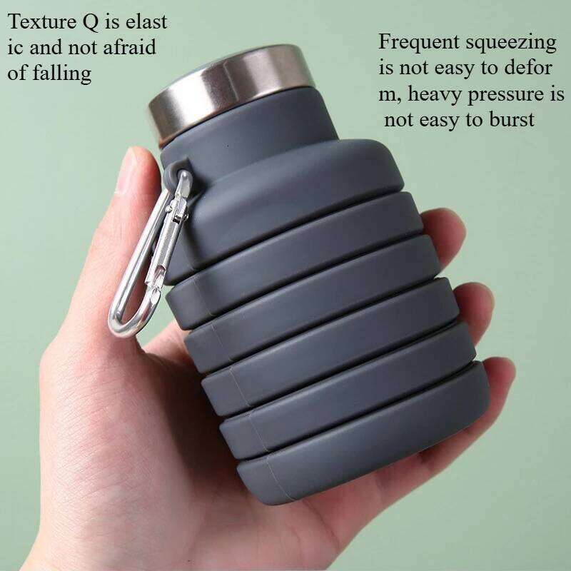 Food Grade Silicone Foldable Water Bottle, Creative and Portable, Suitable for Outdoor Sports, Lightweight, Easy To Fold Z260313