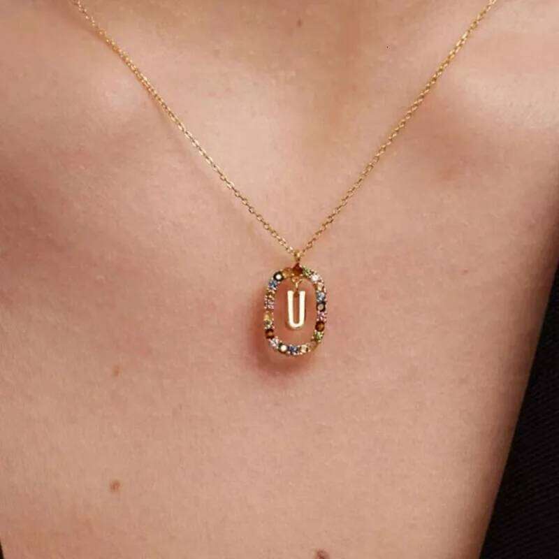 Creative A-Z Letter Pendant Women's Necklace Sweet Versatile Adjustable Chain Lobster Clasp Colorful Jewelry Popular 2026 Gift H260312