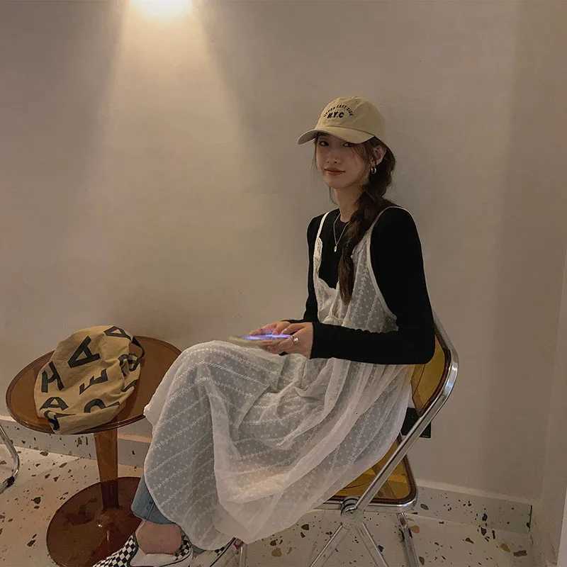 Sweet Forest Sle Lace Strap Dr V-ne Mid-length Skirt Single Piece S Summer 202 No-sve Womens Faion DrT260314