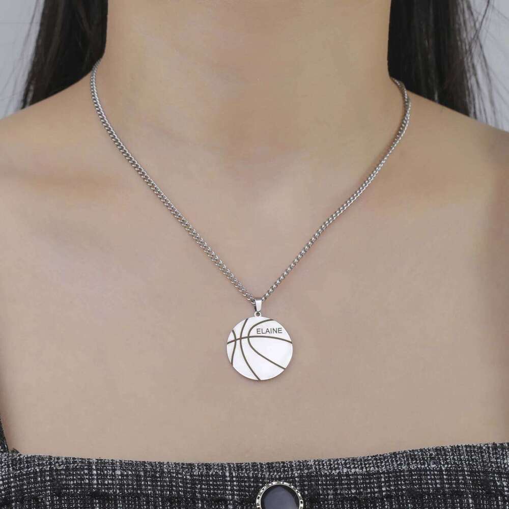 Ball Basketball Necklace Personalized Custom Name Gift For Women Men Boy Kid Father Day Dad Stainless Steel Pendant Jewelry Punk H260312