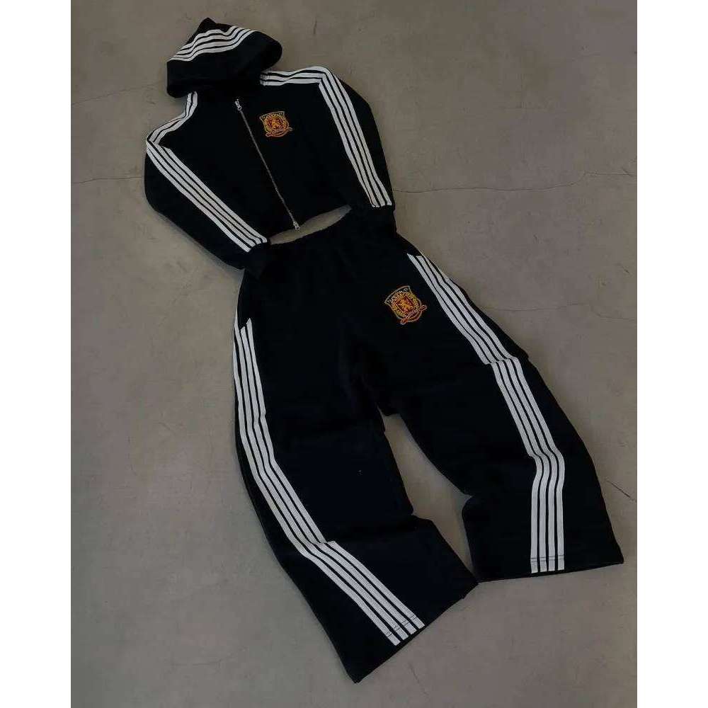 Y2K Street Hip Hop Clothing Gothic Letter Oversized Men's Fashion Loose and Versatile Harajuku Hoodie Set Couple Style Z260315