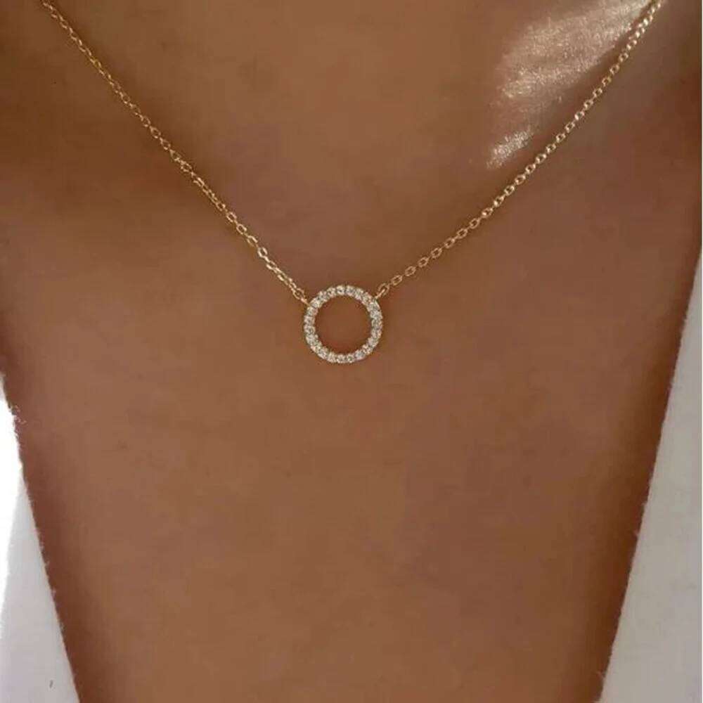 Fashion Geometric Circular for Women Minimalist Stick Pendant Link Chain Necklace Collarbone Collares Jewelry H260312
