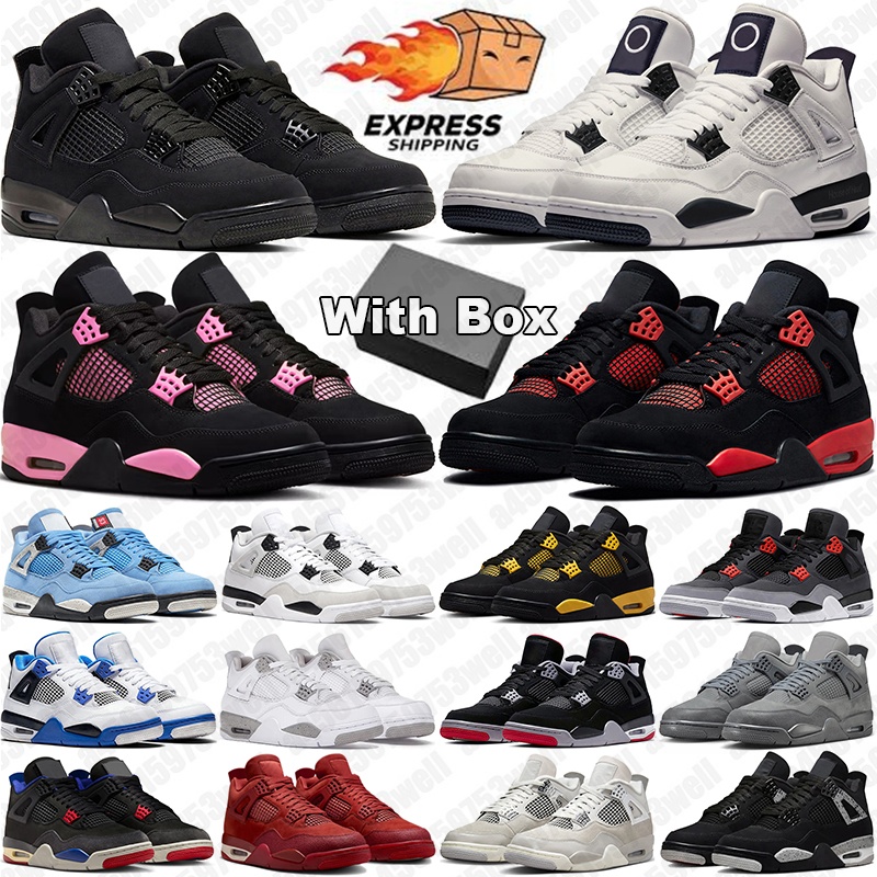 Free shipping With Box 4 basketball shoes 4s designer sneakers mens trainers Military Black Cat Red Thunder Bred White Oreo womens men outdoor sports shoe 36-47