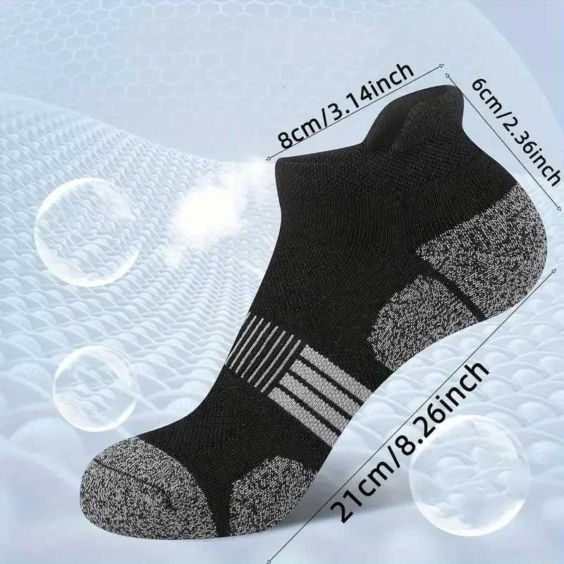 1-6 Pairs Unisex Thick Padded Low Cut Running Socks Summer Breathable Sweat Absorbing male Striped Design Casual Socks D260313