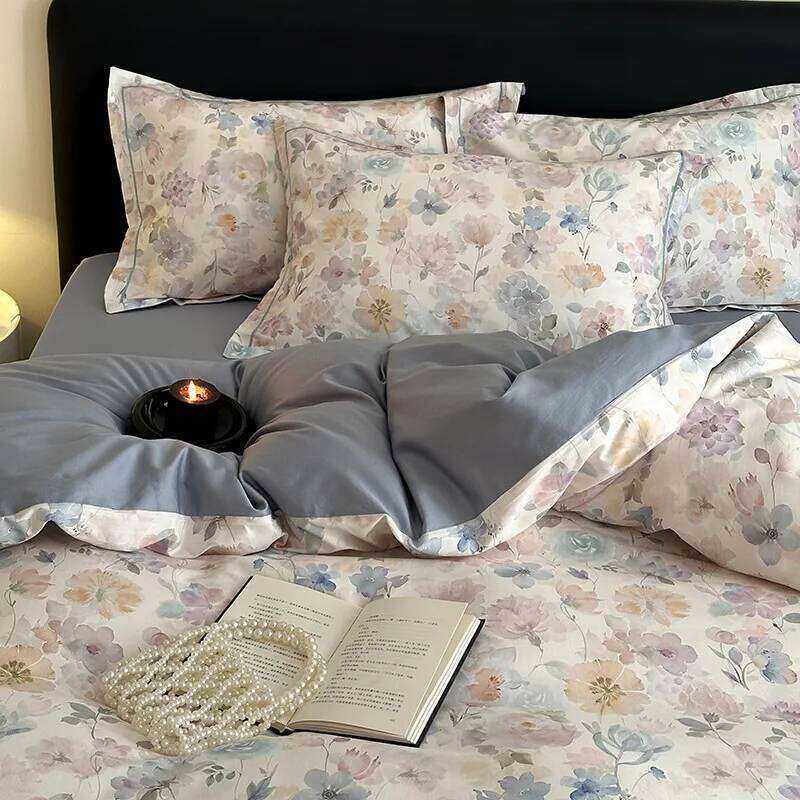 60S Long Staple Cotton Satin Bedding Sets Digital Printed Quilt Cover Set Skin Friendly Ultra Soft Bedclothes for All Seasons H260312 - view 5