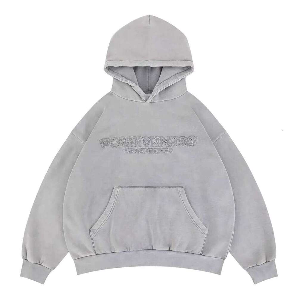 Washed Embroidered Patched Alphabet Hoodie Men Women Best Quality Hooded Pullover Z260315