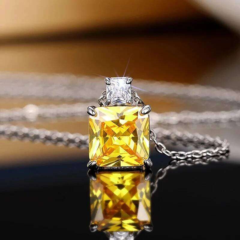 2025 New yellow zircon inlaid sparkling necklace for women with fashionable temperament, elegant personality, and accessories H260312