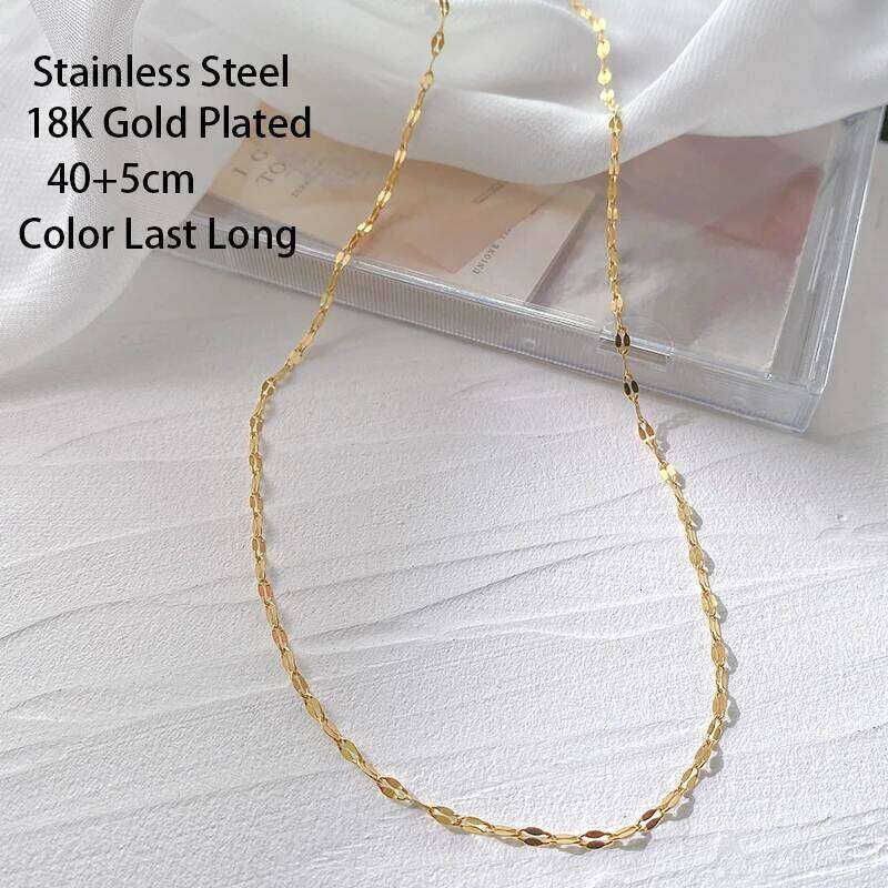 New Trendy Simple 18K Gold Plated 316L Stainless Steel Choker Necklaces For Women Girl Fashion Clavicle Chain Jewelry Wholesale H260312