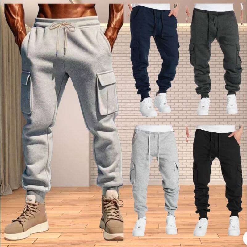 2025 Men's Casual Cargo Sweatpants Spring/Autumn S-2XL Waist Drawstring Joggers Hiking Tactical Pants for Men with Pockets Z260315