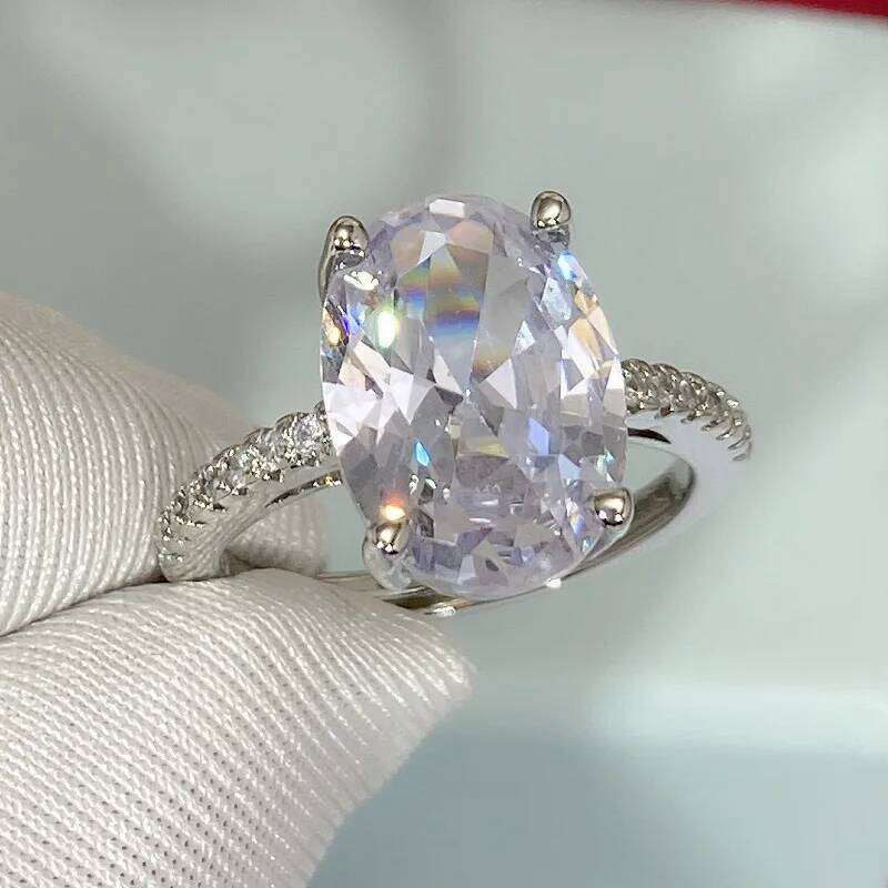 925 Sterling Silver Oval 4ct Lab Diamond Ring for Women Sparkling Engagement Wedding Band Big Stone Bridal Jewelry Rings H260312