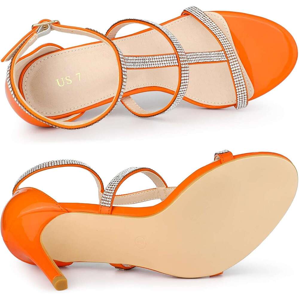 Women S Rhinestone Ankle Strap Stiletto High Heel Sandals MOJIDASHU