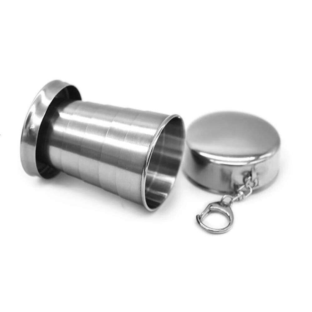 75ml/150ml/250ml Collapsible Stainless Steel Mug with Keychain Cup for Outdoor Travel Camping Hiking Cycling Z260314