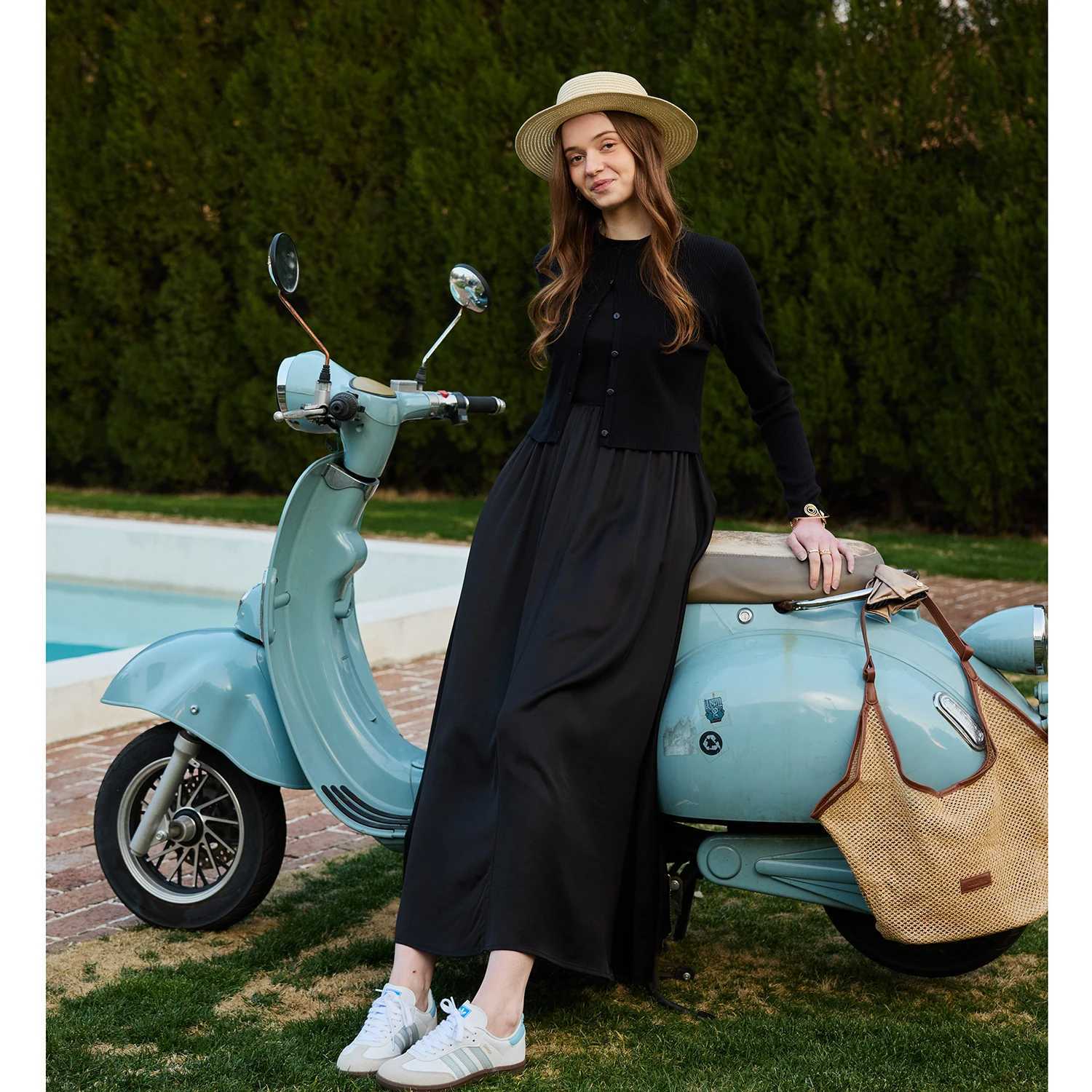 AP SS26 Women Sleeveless Dress Elastic Waist Skirt Cable Cardigan Clothing ElegantT260314