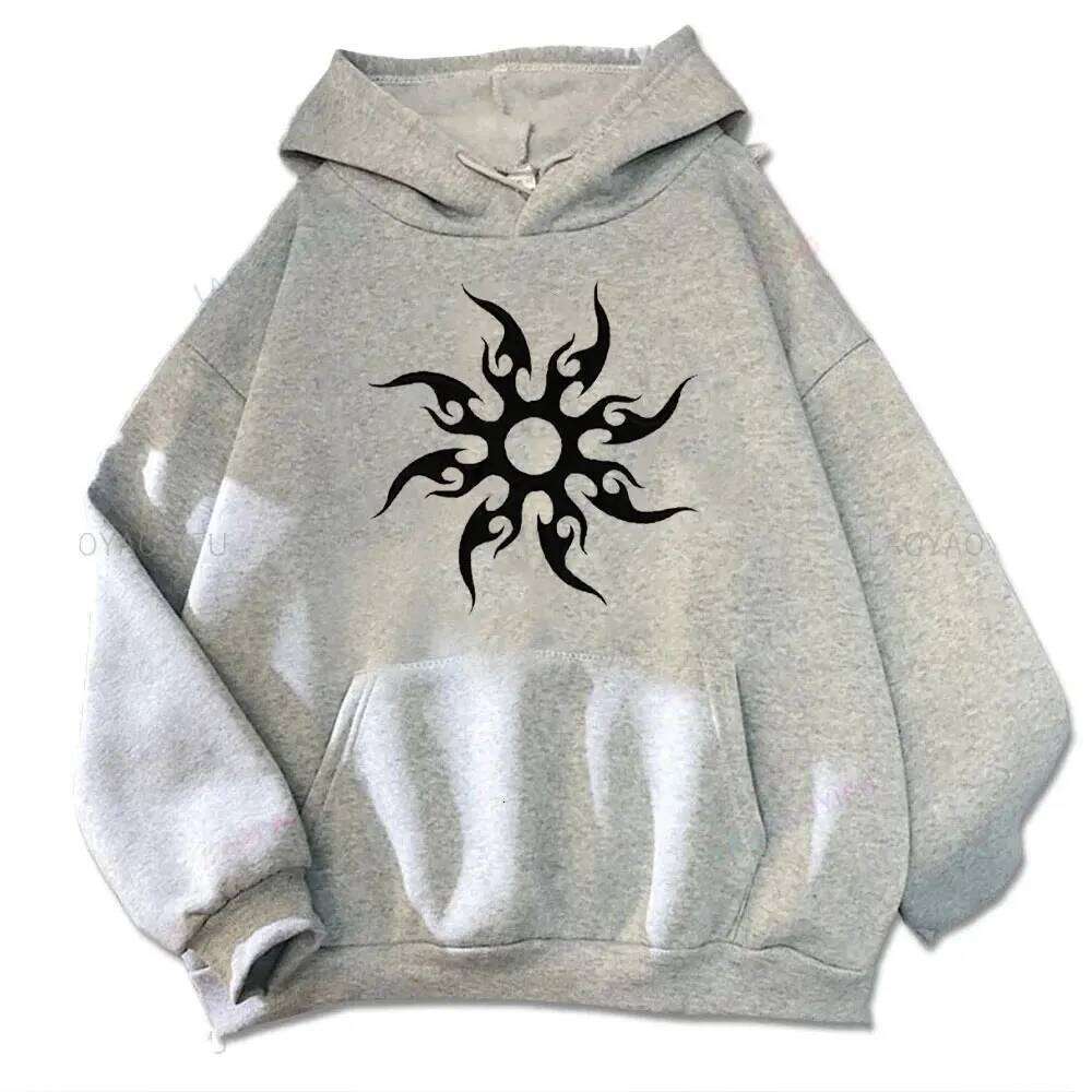 Men's with sun print Harajuku fashionable and casual hoodie cartoon pattern top Z260314