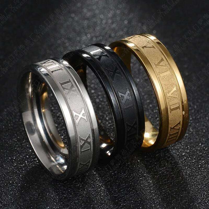 Classic Fashion Stainless Steel Roman Digital Men Women Ring Cool Punk High Quality Waterproof Jewelry for Party Gifts H260312