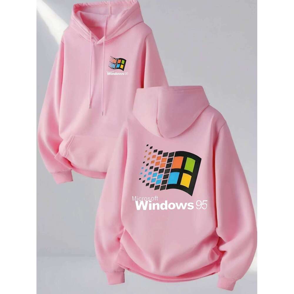Windows 95 Graphic Vintage for Tech Enthusiasts Casual Streetwear Outfit Print Soft Material Pullover Pattern Hoodie Unisex Top Z260314