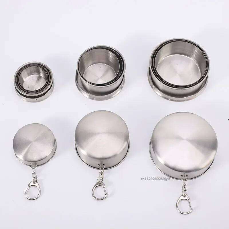 1pc Stainless Steel Folding Mini Telescopic Water Outdoor Camping Hiking Travel Collapsible Cup Z260314