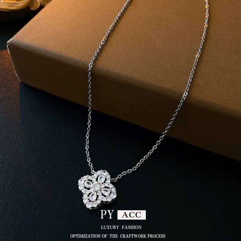 Fashionable Floral Zircon Grass Necklace Korean Sensation Clavicle Chain Unique Personality Jewelry Accessory H260312